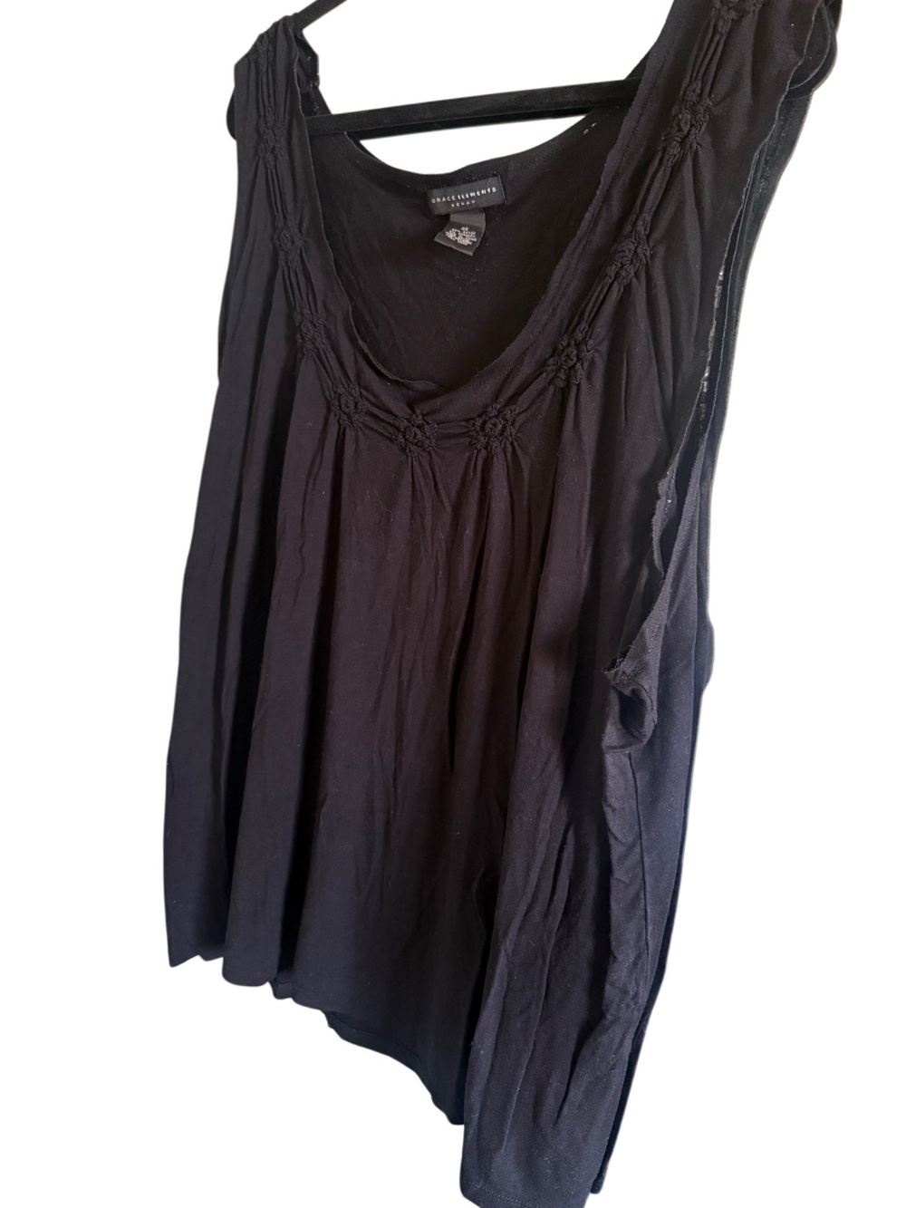 Grace Elements Black Scoop Neck Sleeveless Tank with Knotted Trim plus size 3x